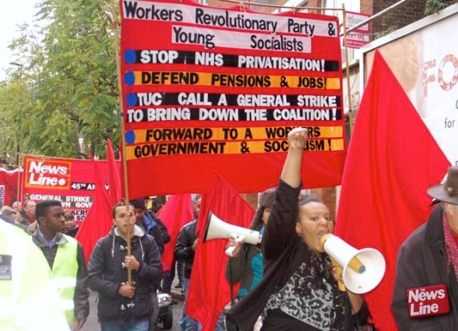 Από διαδήλωση του Επαναστατικού Κόμματος Εργατών στο Λονδίνο, 16/11/14. Φωτό News Line. 