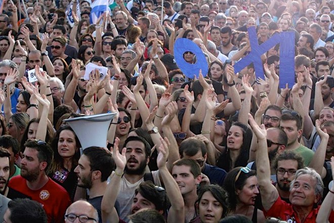 Από τη συγκέντρωση του ΟΧΙ της Παρασκευής 3/7. Φωτό Μάριος Λώλος. 